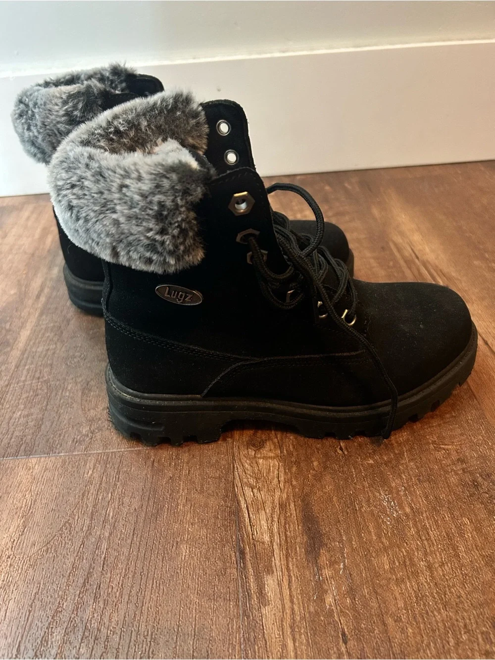 Lugz Empire Hi Fur Black Winter Boots Big Kid Size 4